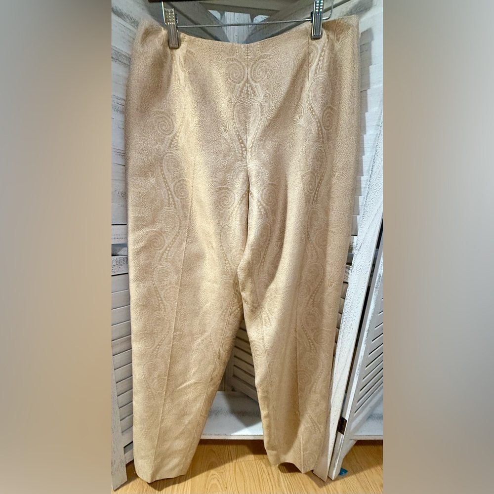 Dana Buchman Silk Gold Jacquard Cocktail Pant 12 Champagne Metallic Evening Chic